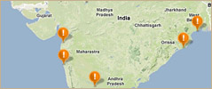 Landkartenausschnitt unserer Projekte in Indien